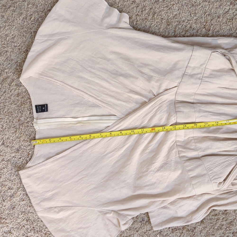 Emery Rose Cotton Cream Jumpsuit - Women's Size XL Lightweight Short Sleeve - Picture 11 of 14